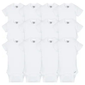 12-Pack Baby Neutral White Short Sleeve Organic Onesies® Bodysuits