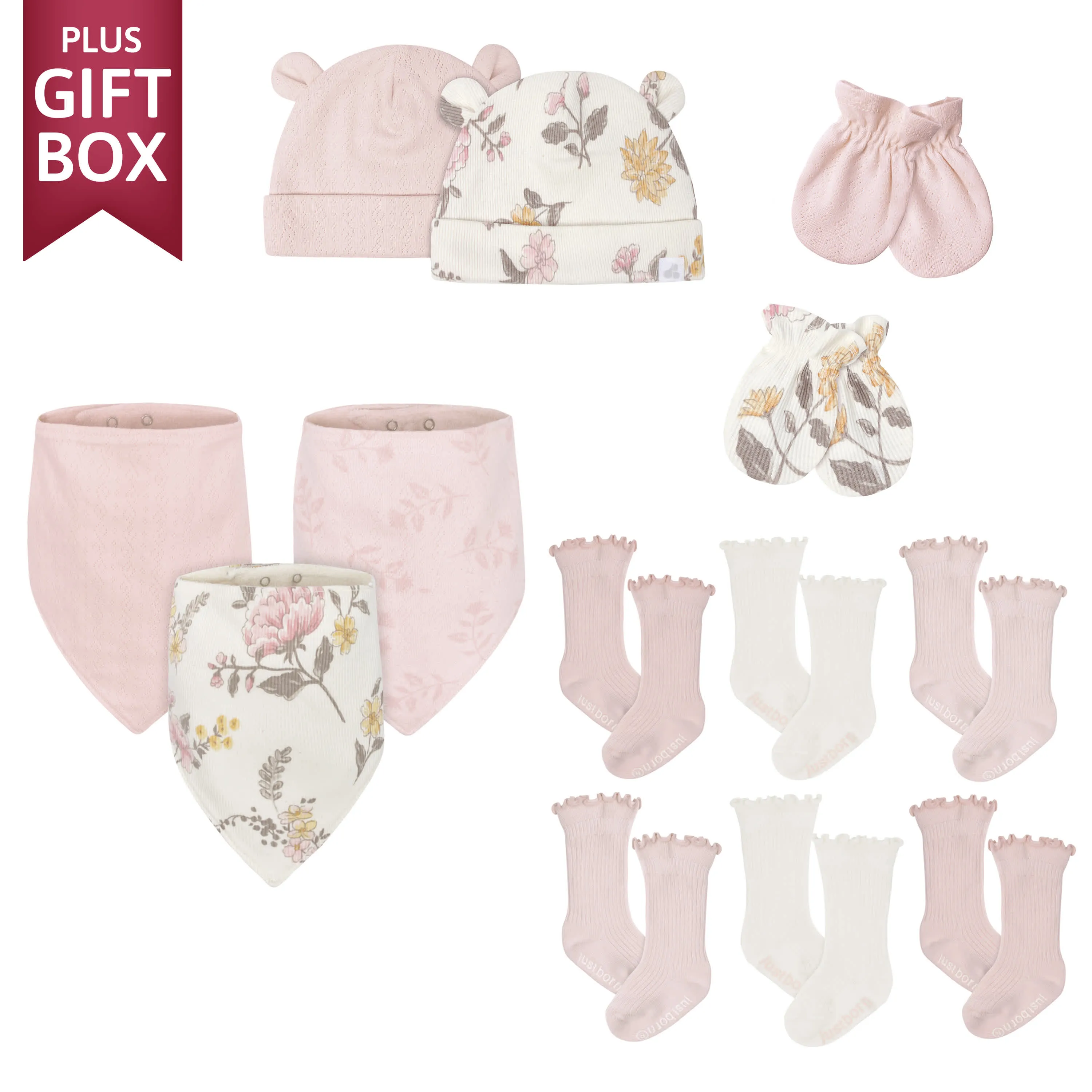 13-Piece Baby Girls Vintage Floral Newborn Essentials Gift Set