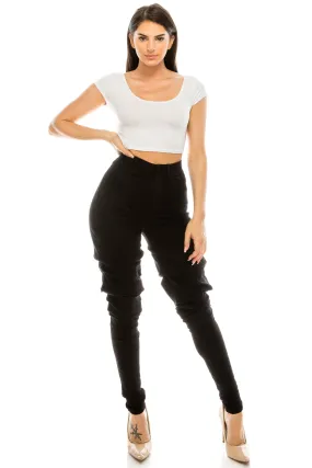 4685 Super High Waisted Scrunch Up Ruched Jeans