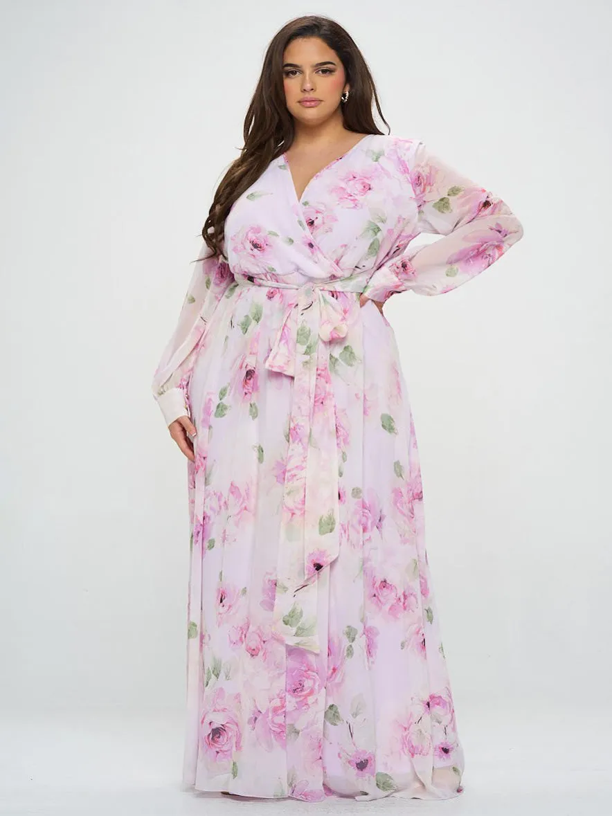 Abigail Plus Size Chiffon Maxi Dress in Lilac