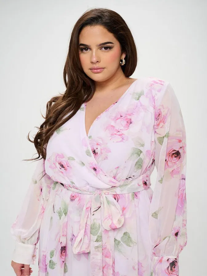 Abigail Plus Size Chiffon Maxi Dress in Lilac