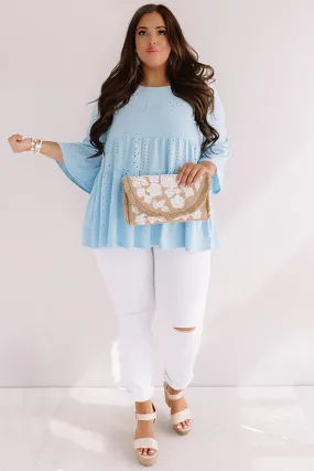 Amalfi Mood Eyelet Shift Top In Sky Blue Curves