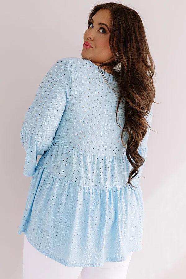 Amalfi Mood Eyelet Shift Top In Sky Blue Curves