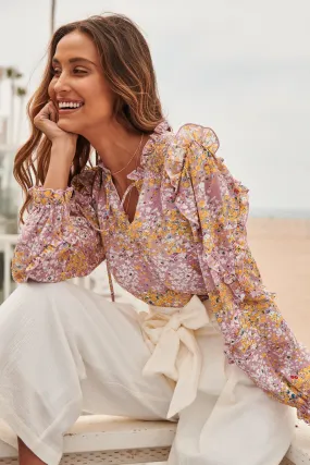 Belljar Floral Balloon Sleeve Blouse