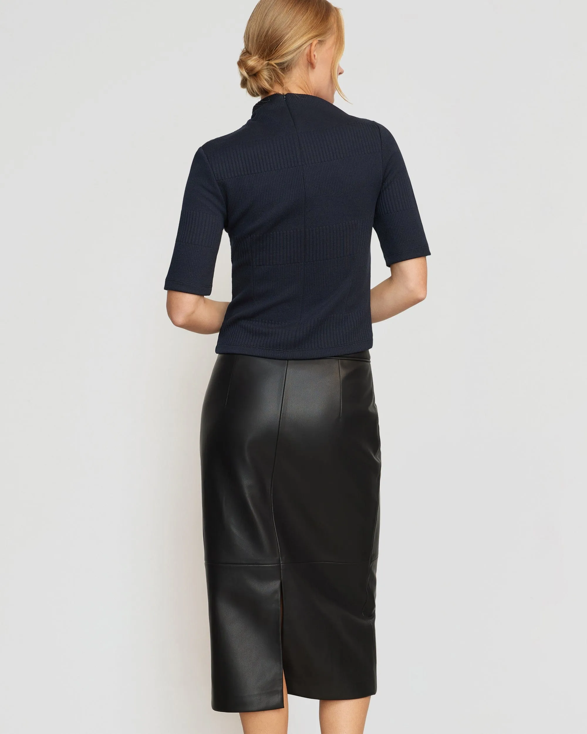 Briony Back Split-Hem Vegan Leather Skirt