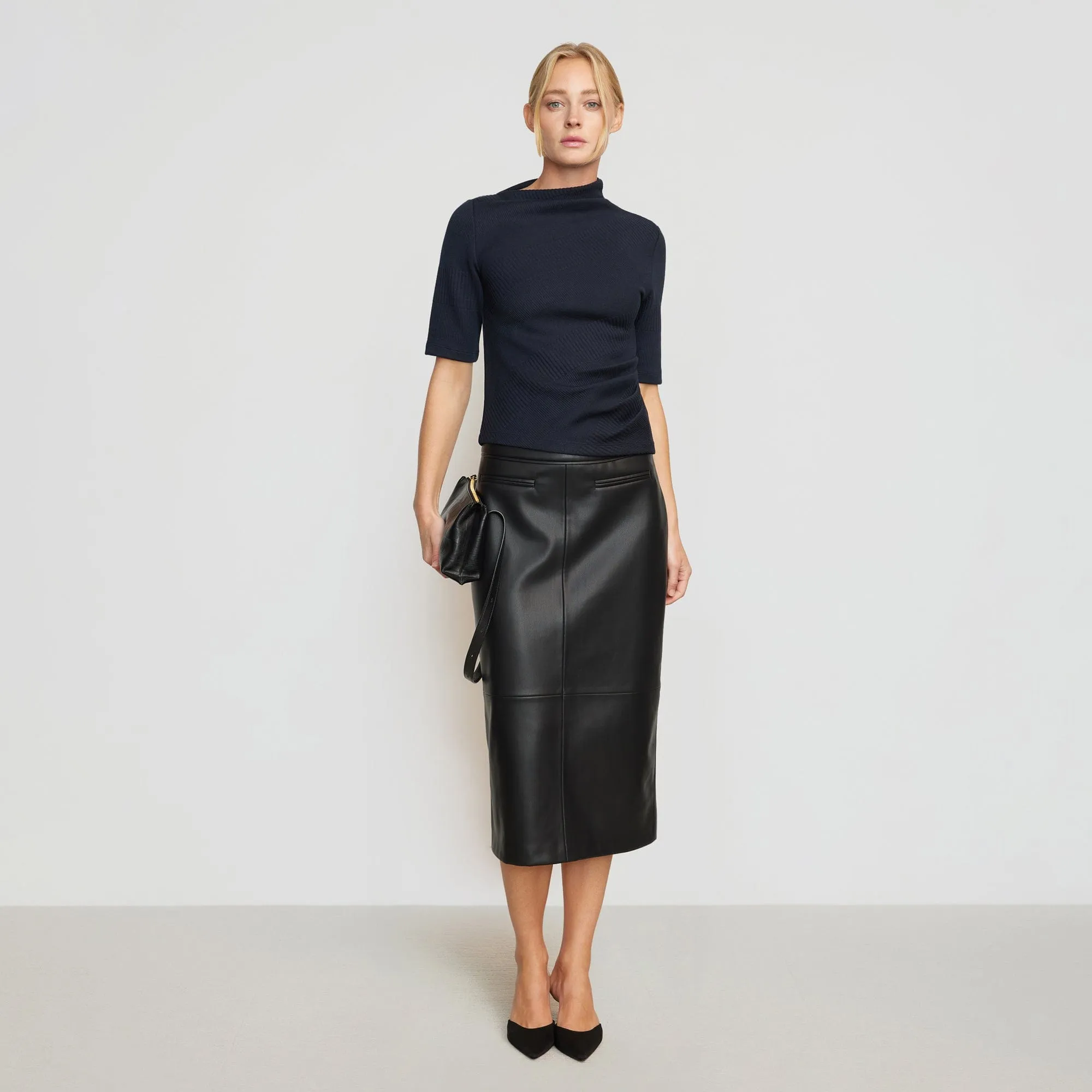 Briony Back Split-Hem Vegan Leather Skirt