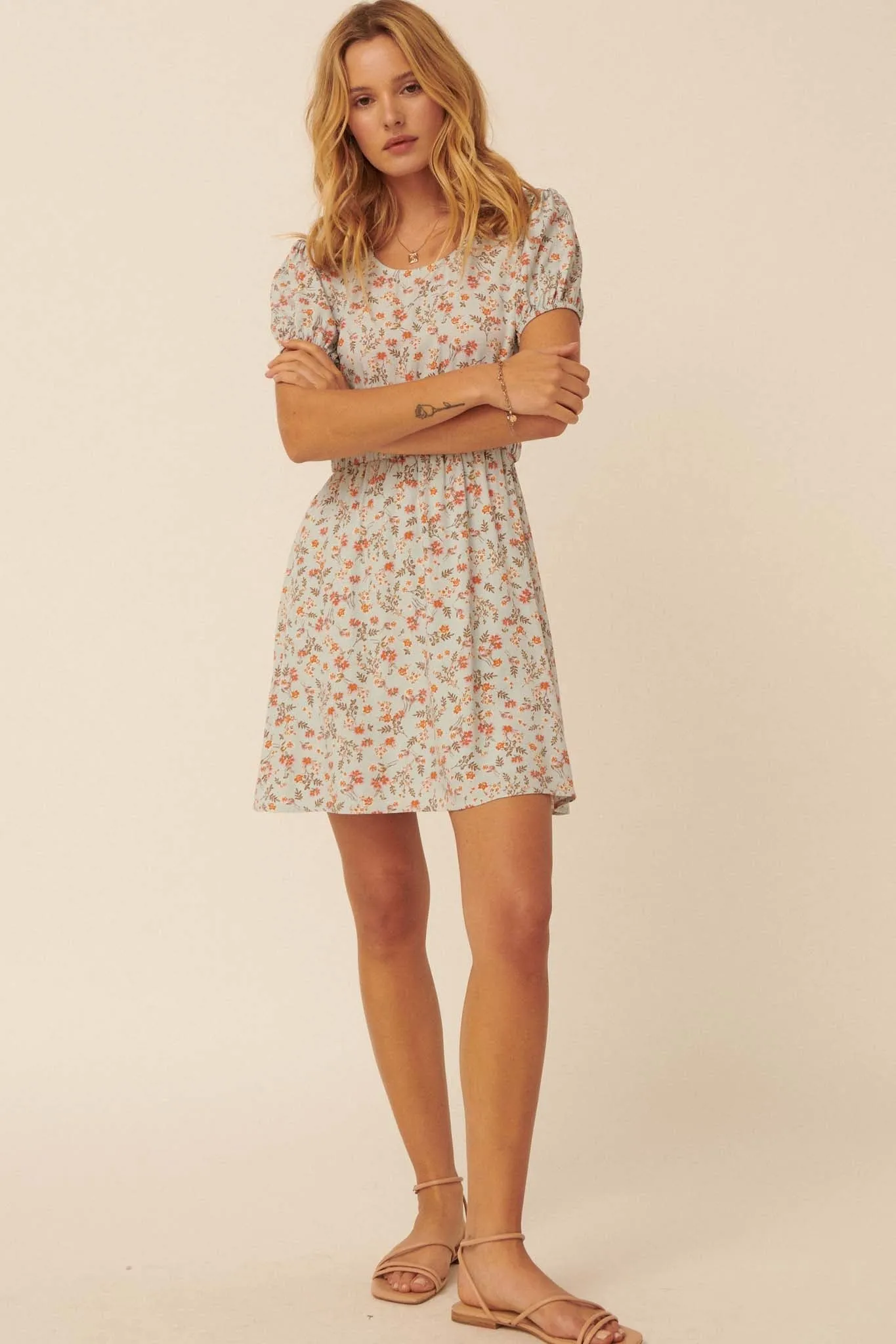 Burst Into Bloom Floral Cutout Mini Dress