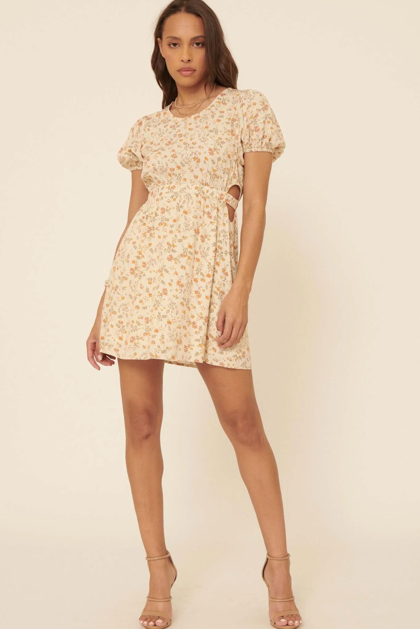 Burst Into Bloom Floral Cutout Mini Dress