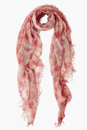 Cashmere and Silk Scarf Mauve French Floral