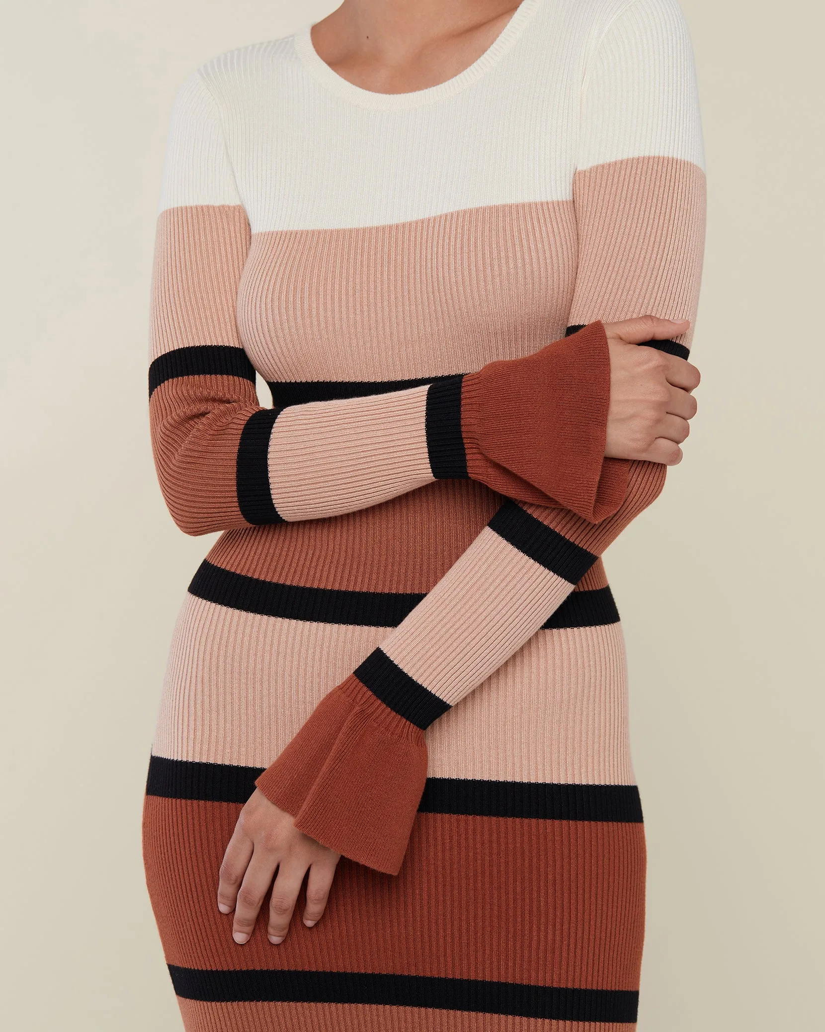 Colorblock Knit Midi Dress