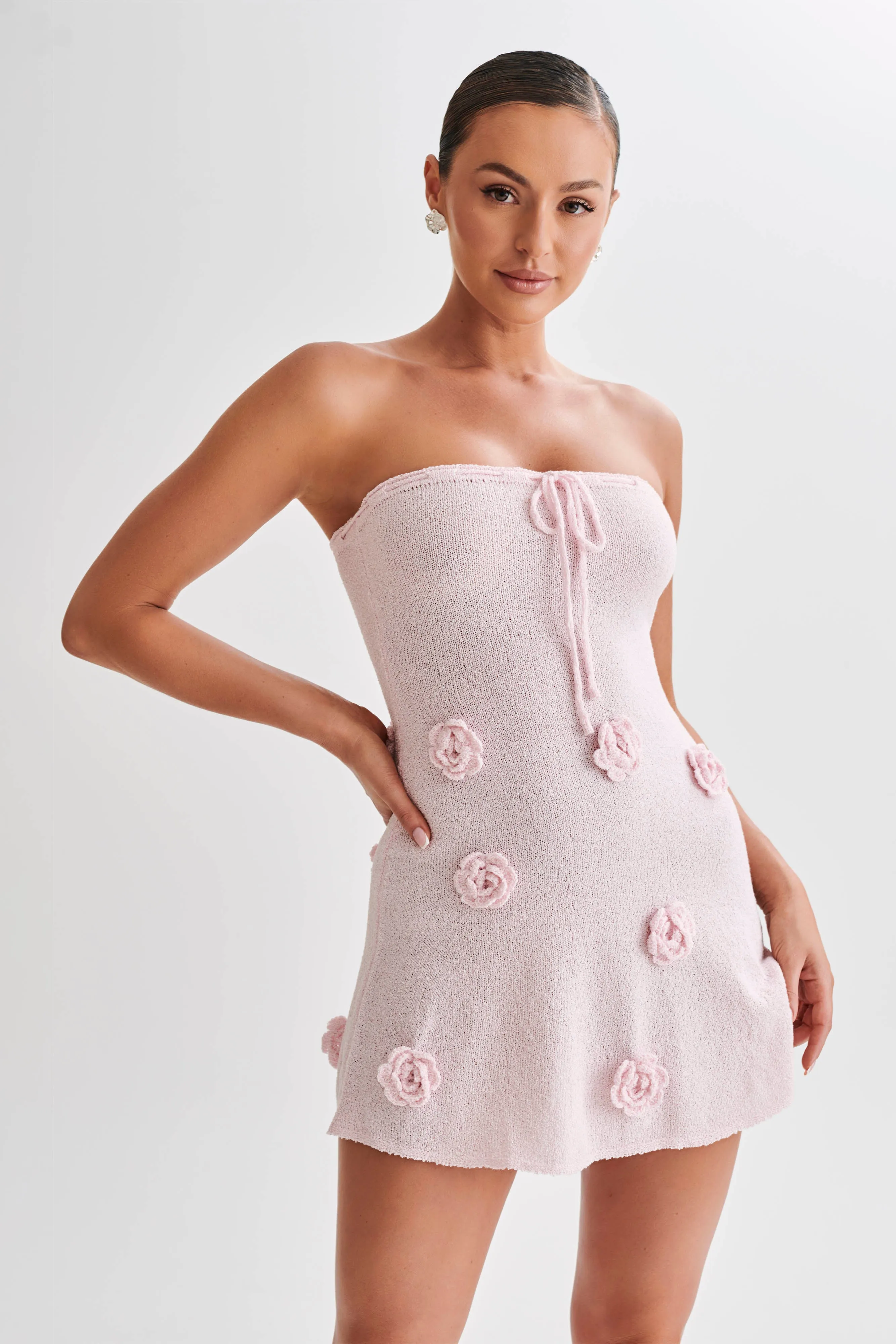 Connelly Strapless Knit Mini Dress - Fairy Floss Pink