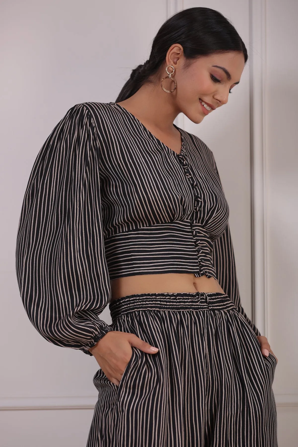 Cosmo stripes on Black Co- ord Set