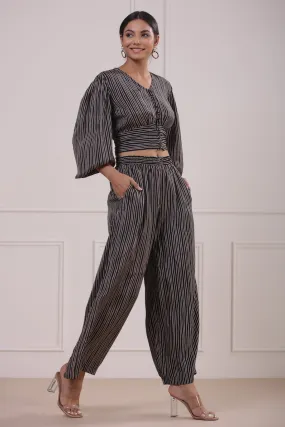 Cosmo stripes on Black Co- ord Set