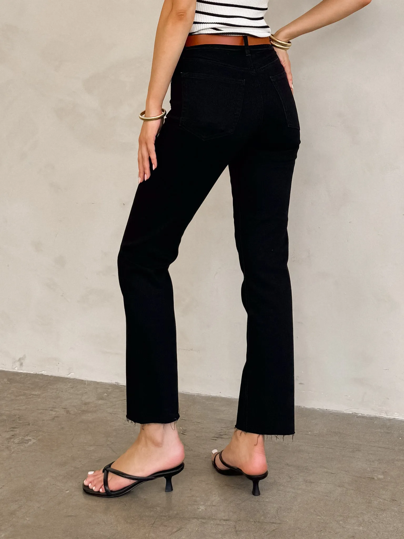 Cut It Off Crop Straight Jeans in Black