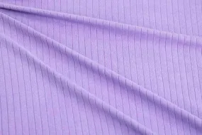 End of Bolt: 1 yard of Fashion Double Brushed Soft 8x2 Rib Solid Lilac Purple Knit 200 GSM -remnant