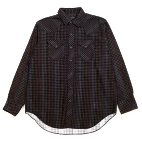 Engineered Garments Western Shirt Black Brown Flannel Print Dark Check