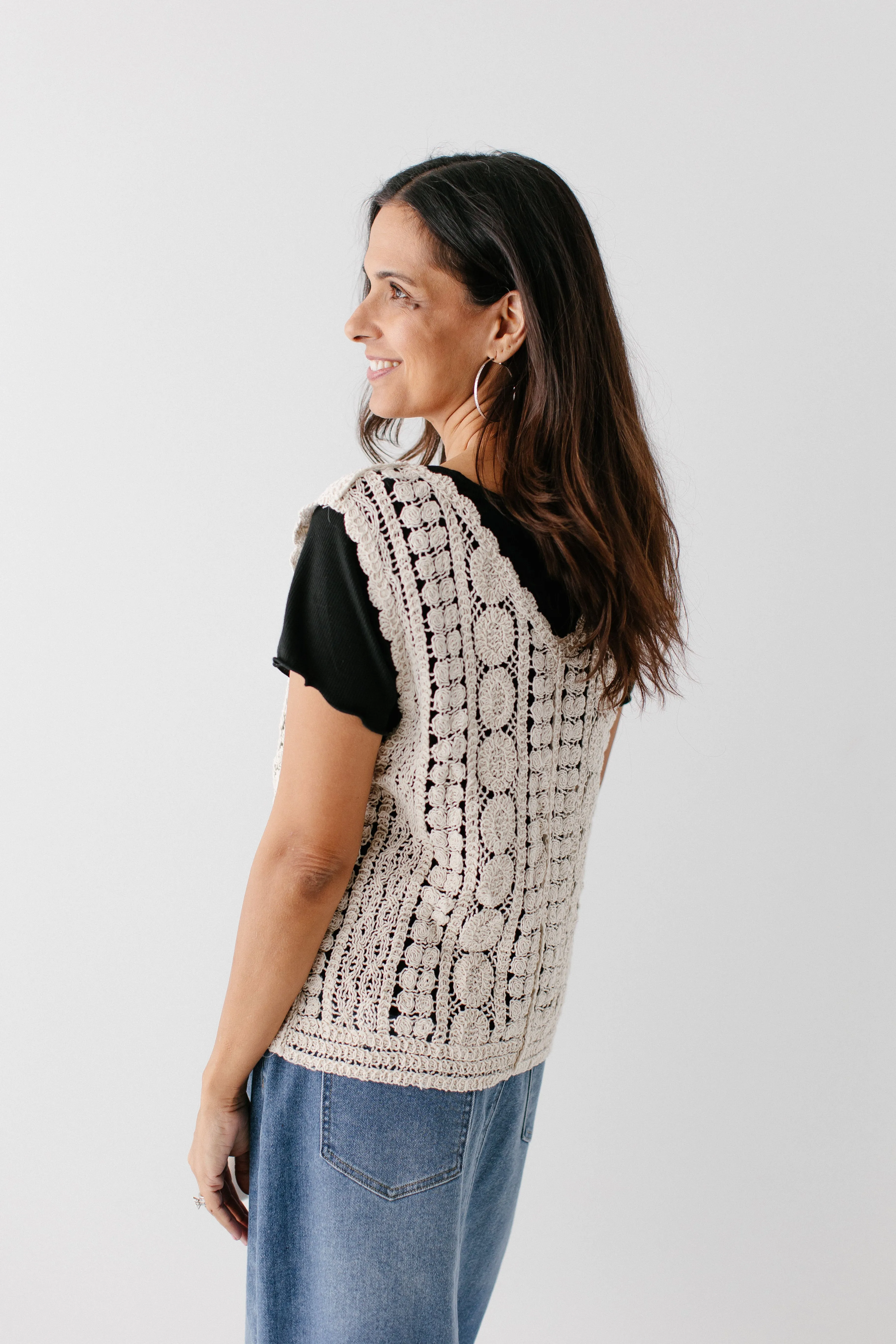 'Flora' Crochet Knit Vest