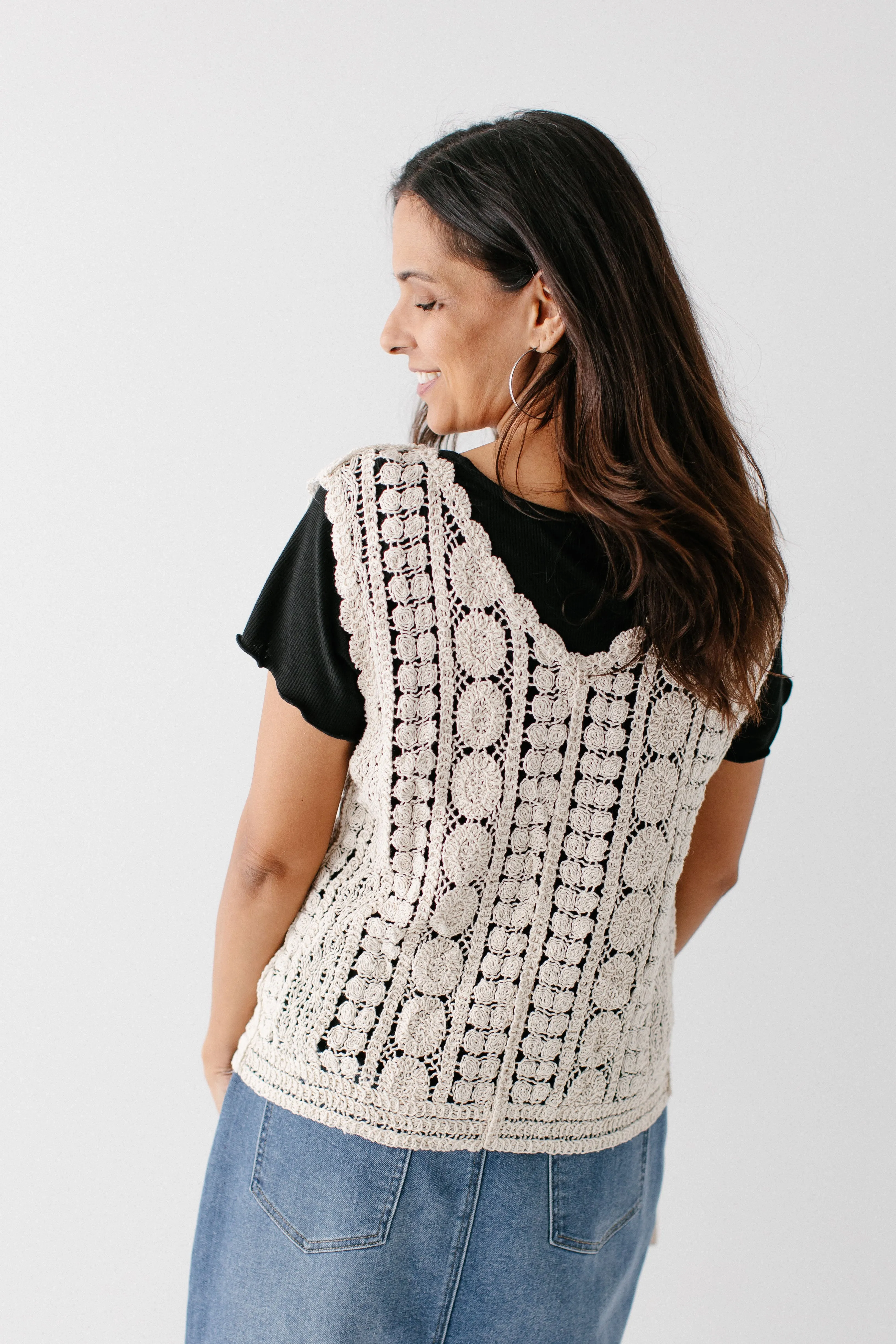 'Flora' Crochet Knit Vest