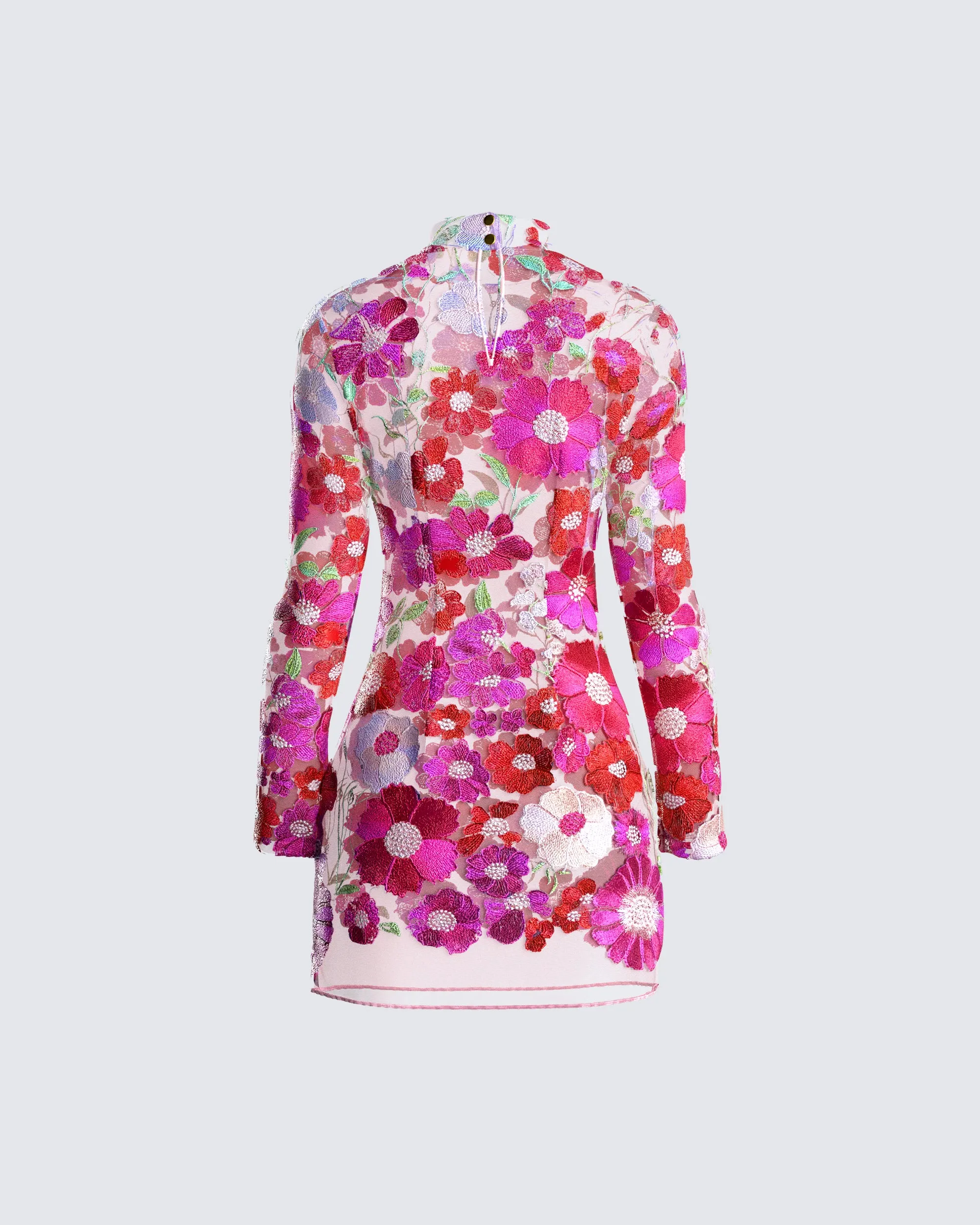 Flora Pink Flower Mini Dress