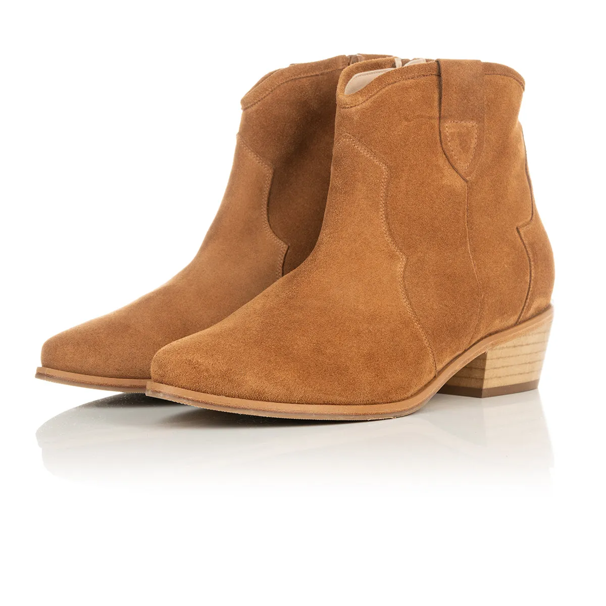 Jago Extra-Wide Fit Cowboy Boots - Tan Nubuck Suede