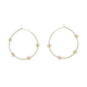 Large Floral Hoops - PEARL