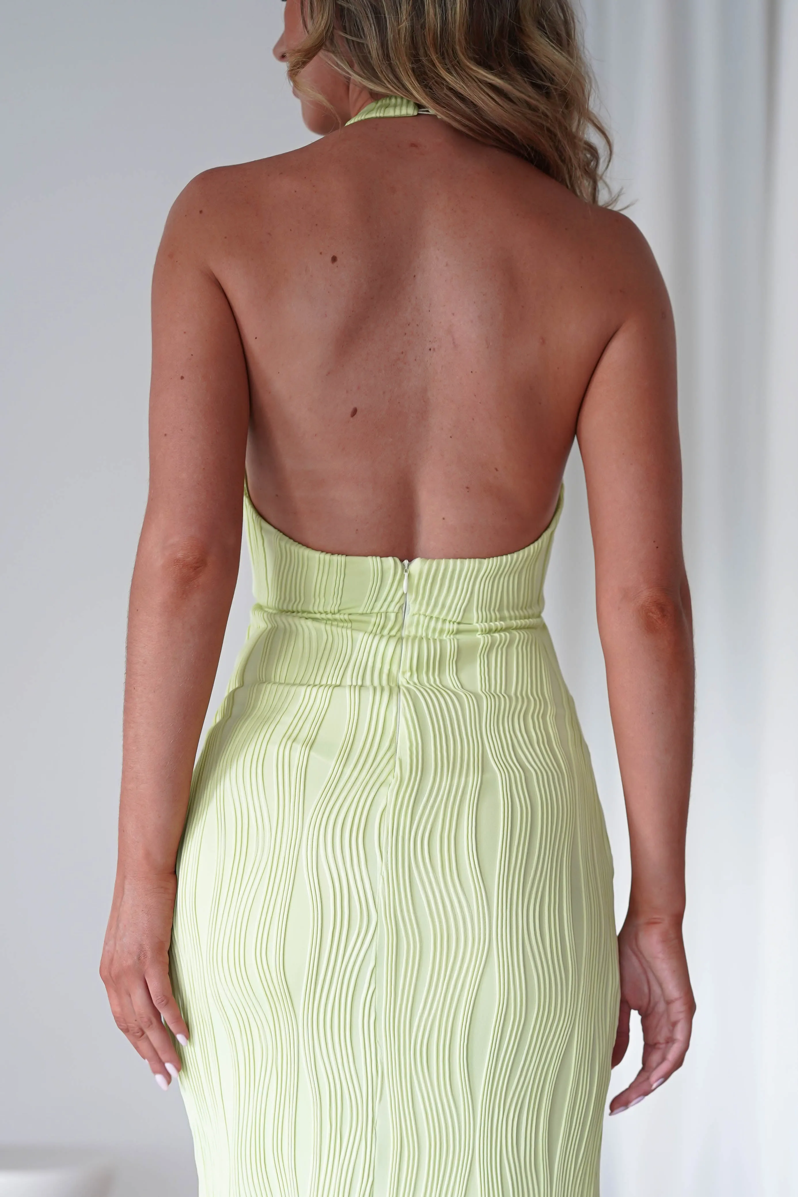 Louisa Ribbed Midaxi Dress | Lime