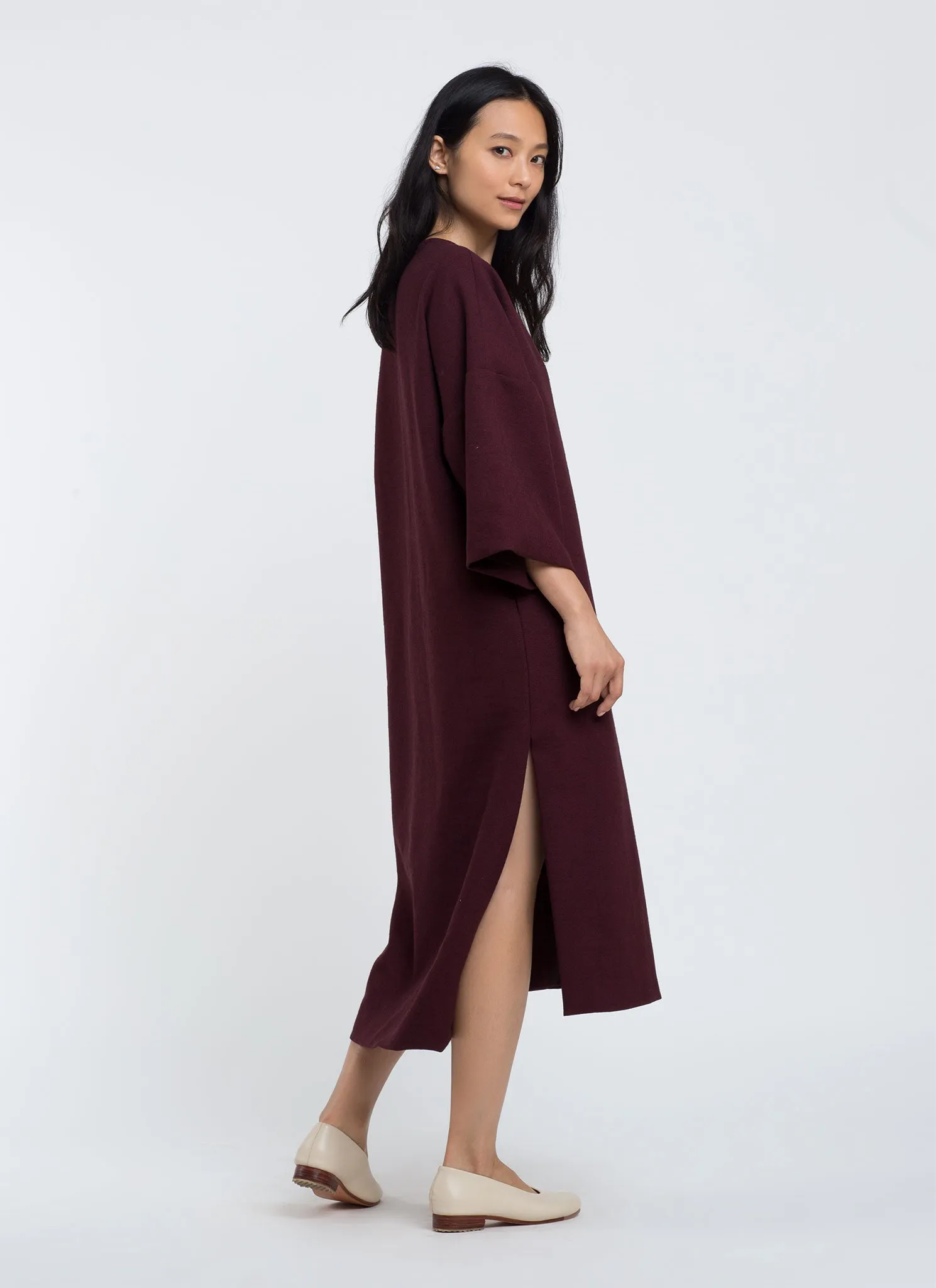 Mangrove Dropped Shoulder V-Neck Dress - Berry Sesame