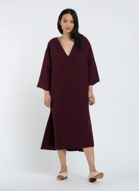 Mangrove Dropped Shoulder V-Neck Dress - Berry Sesame