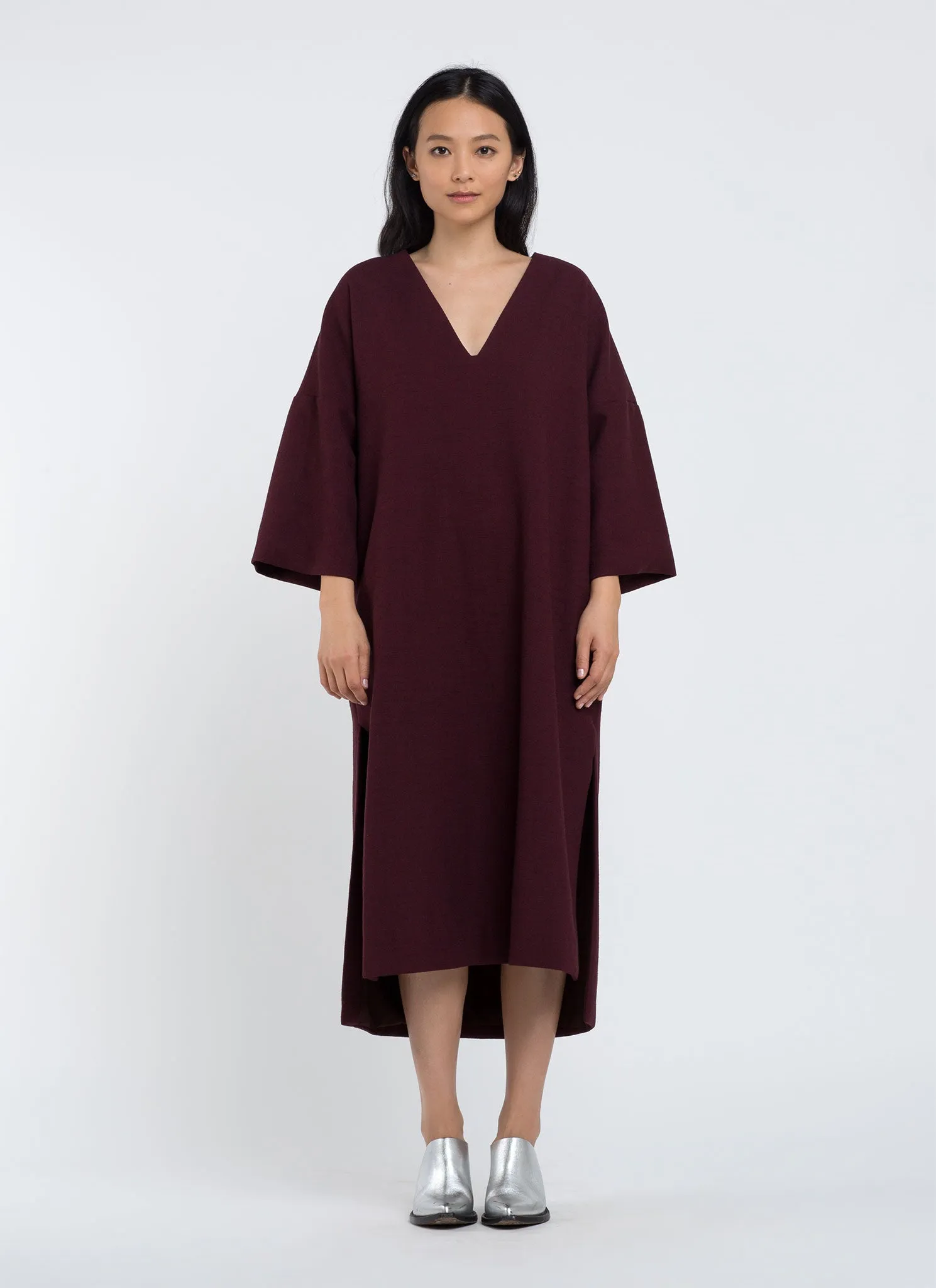 Mangrove Dropped Shoulder V-Neck Dress - Berry Sesame