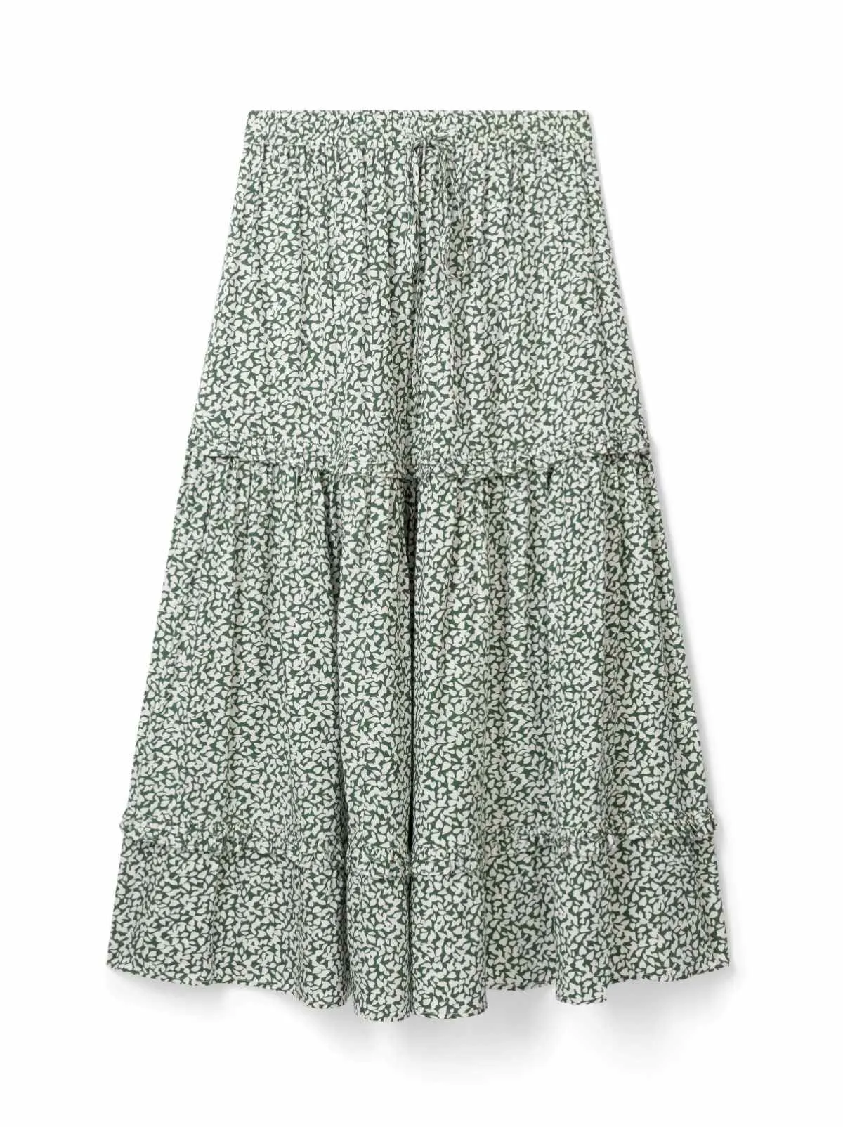 Mapel Lenzing Ecovero Tiered Maxi Skirt - Forest Green