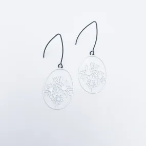 Mini Flannel Flower Earrings - White