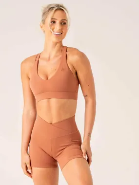 Momentum V-Neck Sports Bra - Clay