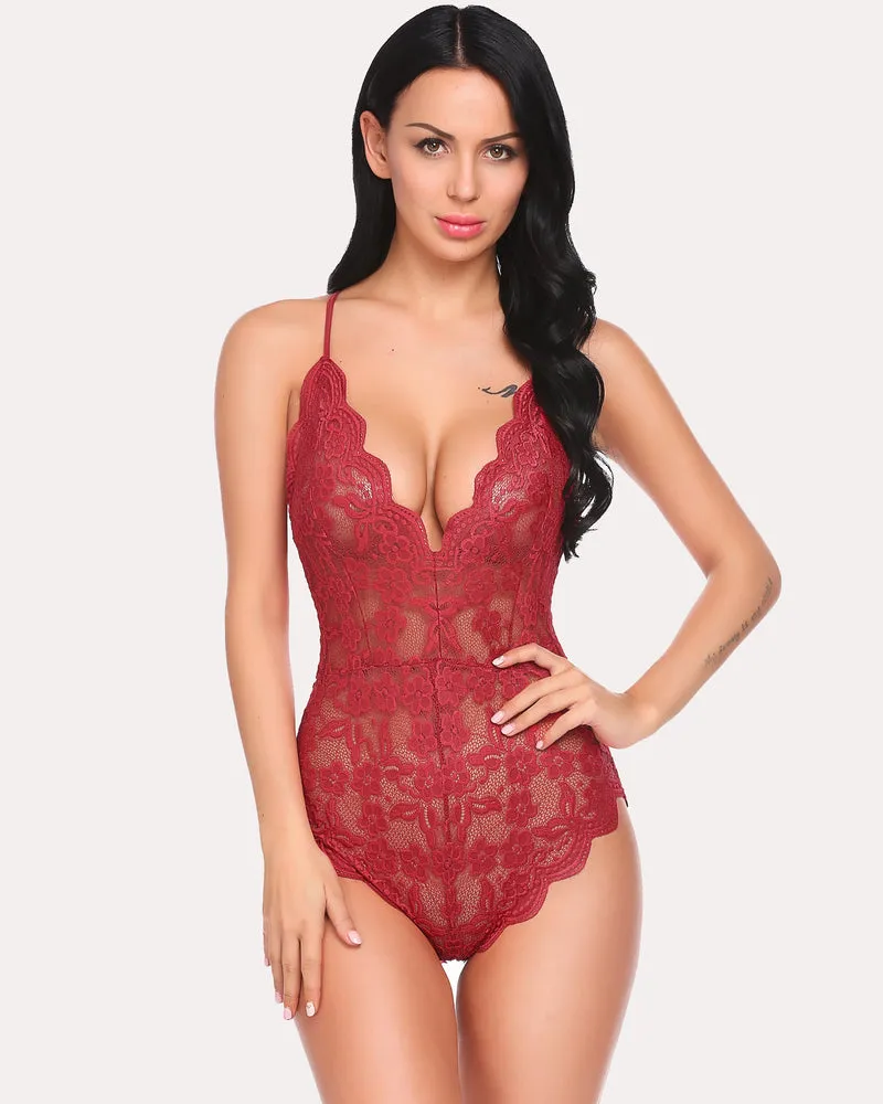 One Piece Lingerie Deep V Teddy