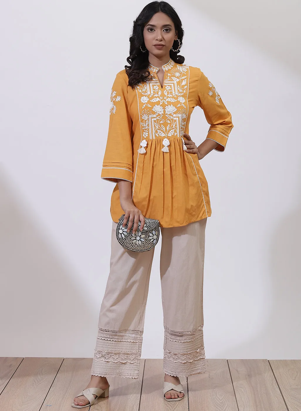 Orange Alora Collection Tunic With Crochet Work