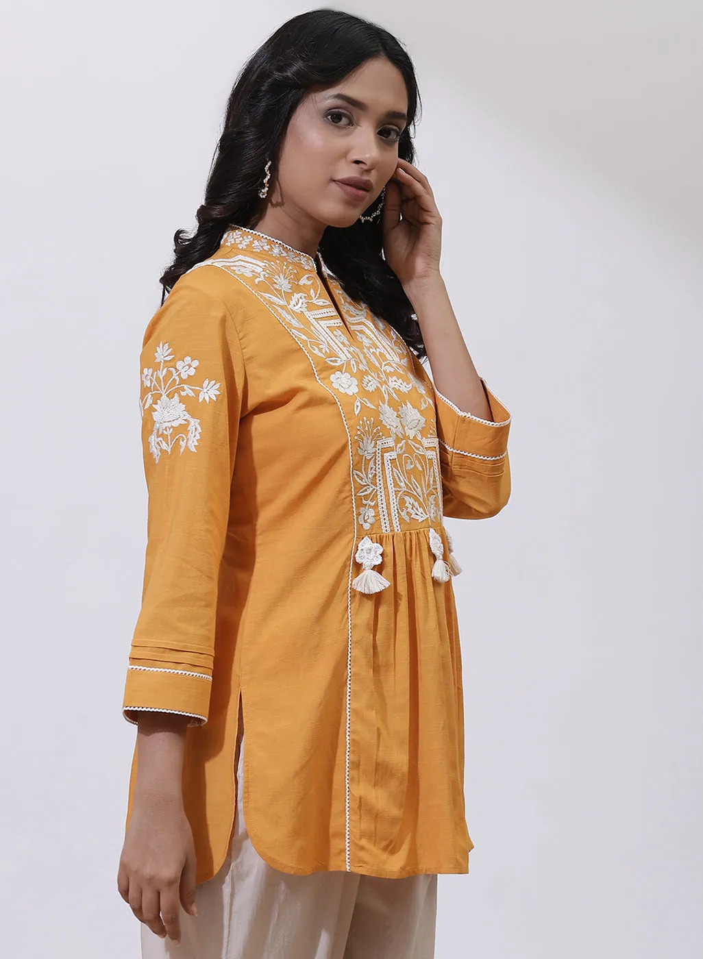 Orange Alora Collection Tunic With Crochet Work