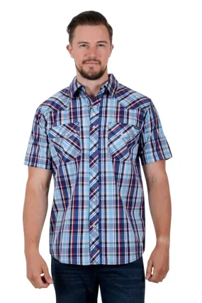 Pure Western- Mens Logan Shirt- Navy/Red