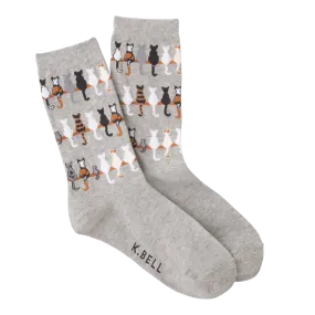 "Cat Tails" Crew Socks by K Bell-Medium