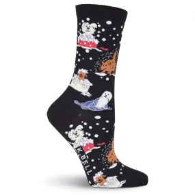 "Dog Bath" Crew Socks by K Bell-Medium