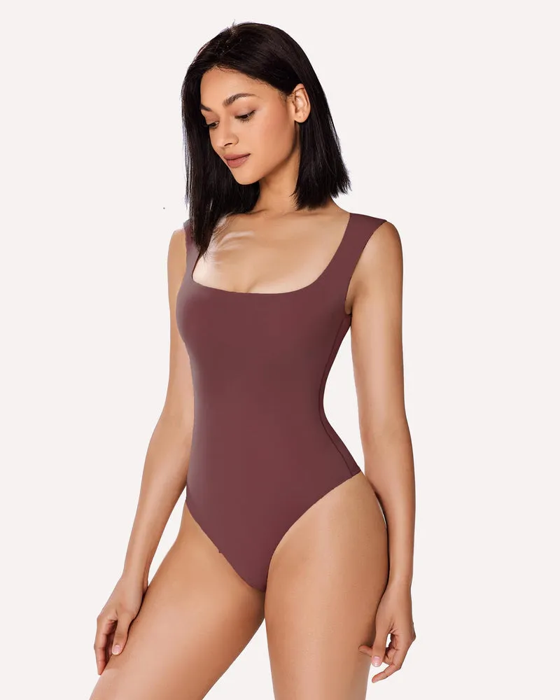 Square Neck Double Lined Bodysuit Shapewear