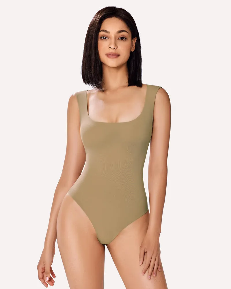 Square Neck Double Lined Bodysuit Shapewear