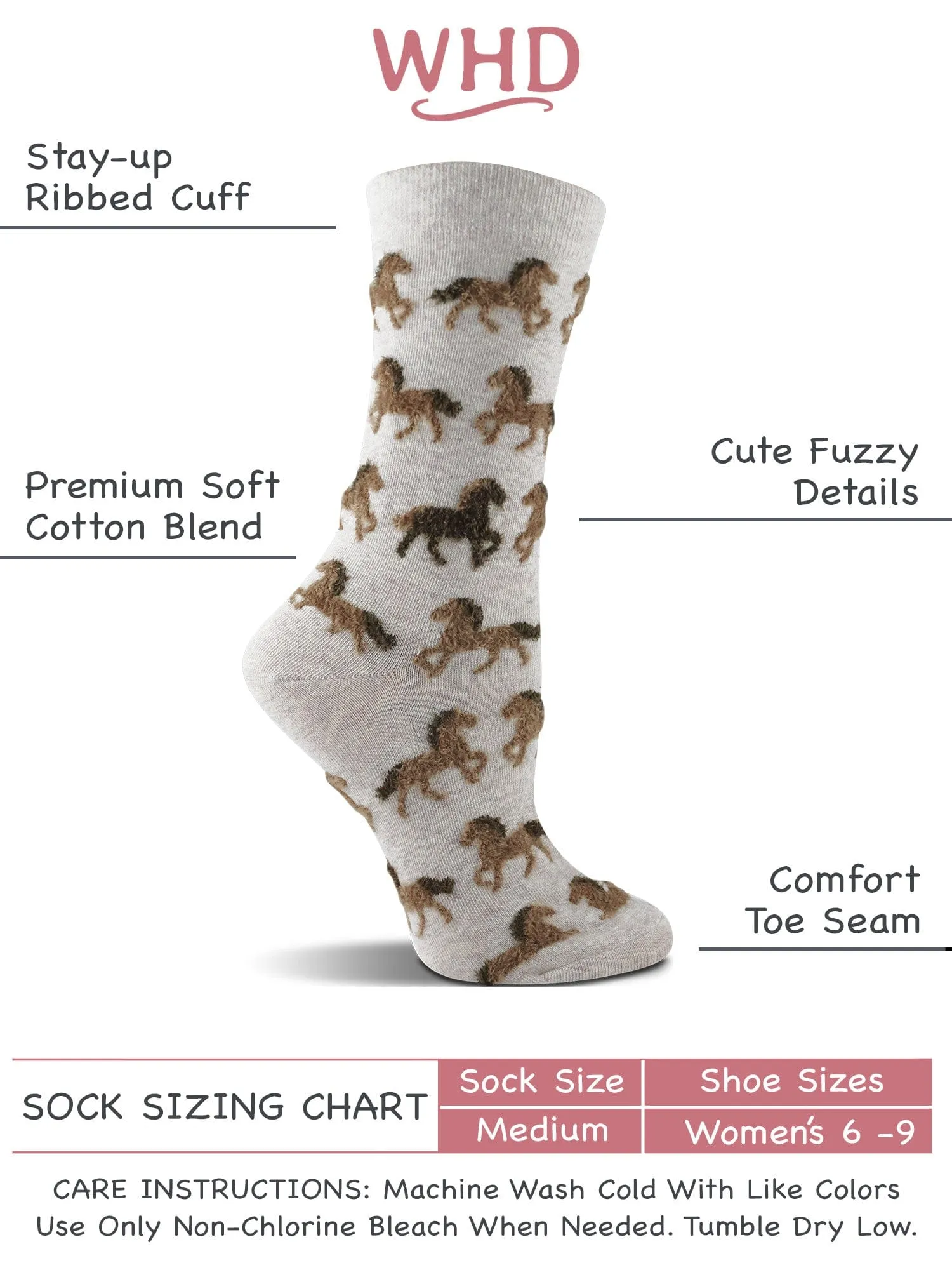 WHD Fuzzy Horse Socks 2-Pack or 1-Pack