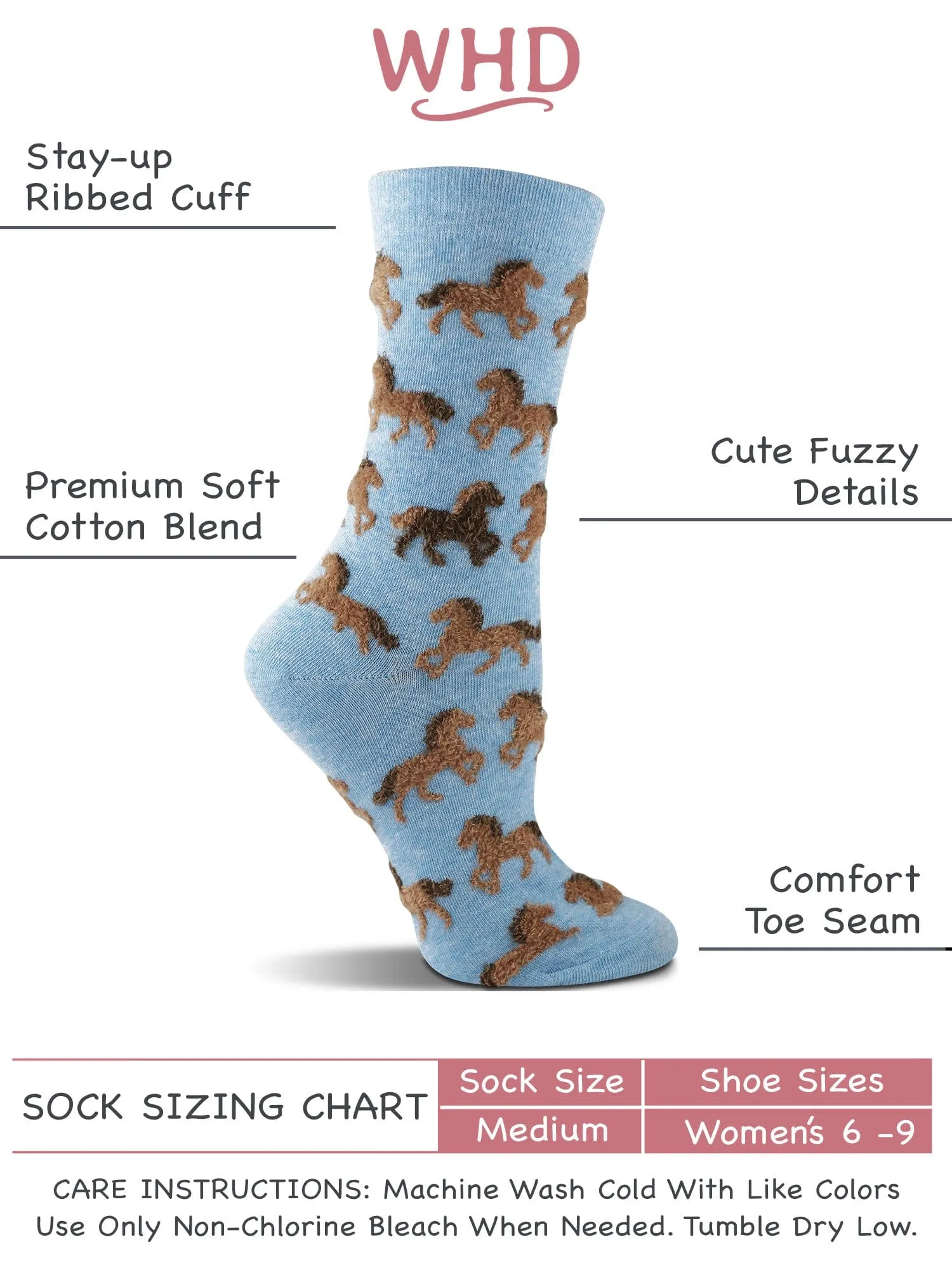 WHD Fuzzy Horse Socks 2-Pack or 1-Pack